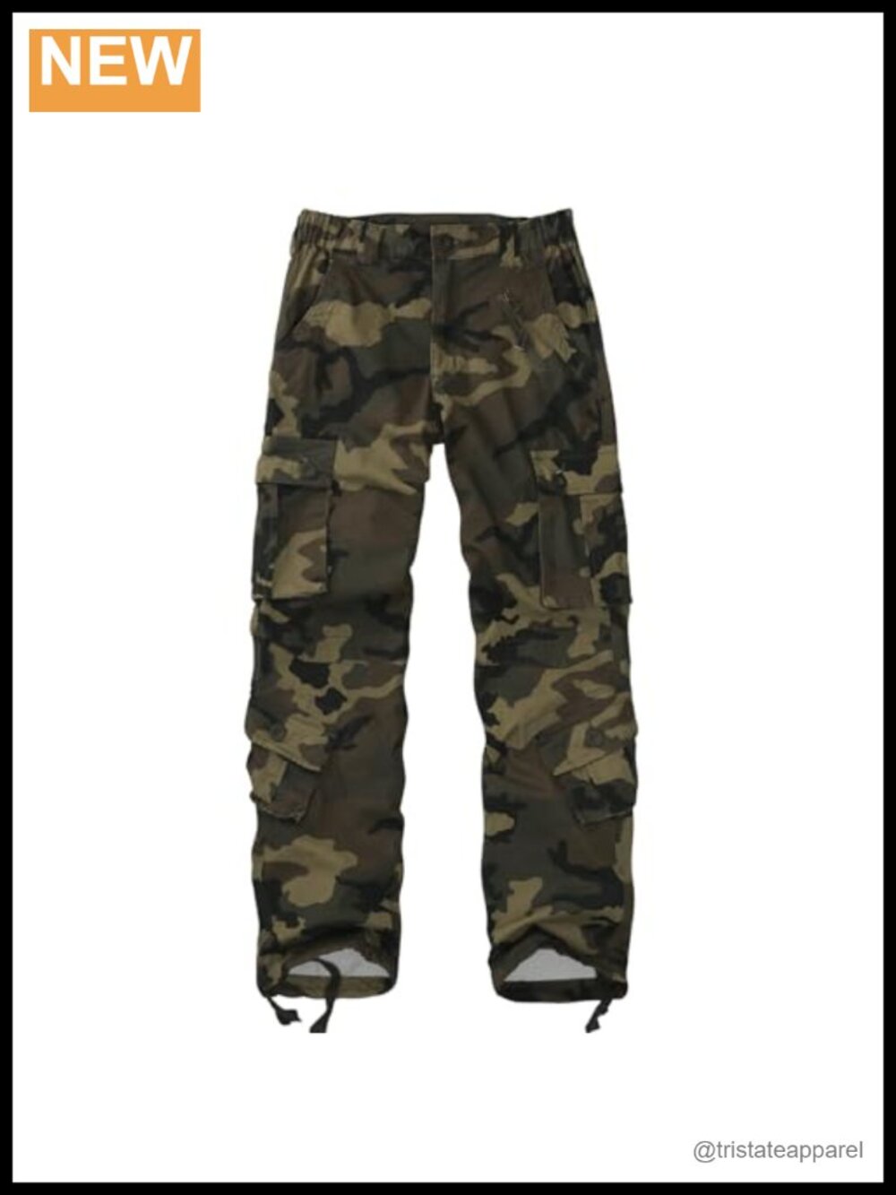 Mid-Rise Cargo Pants Heavy Cotton Casual Pants 8 Pockets Regular Fit Military